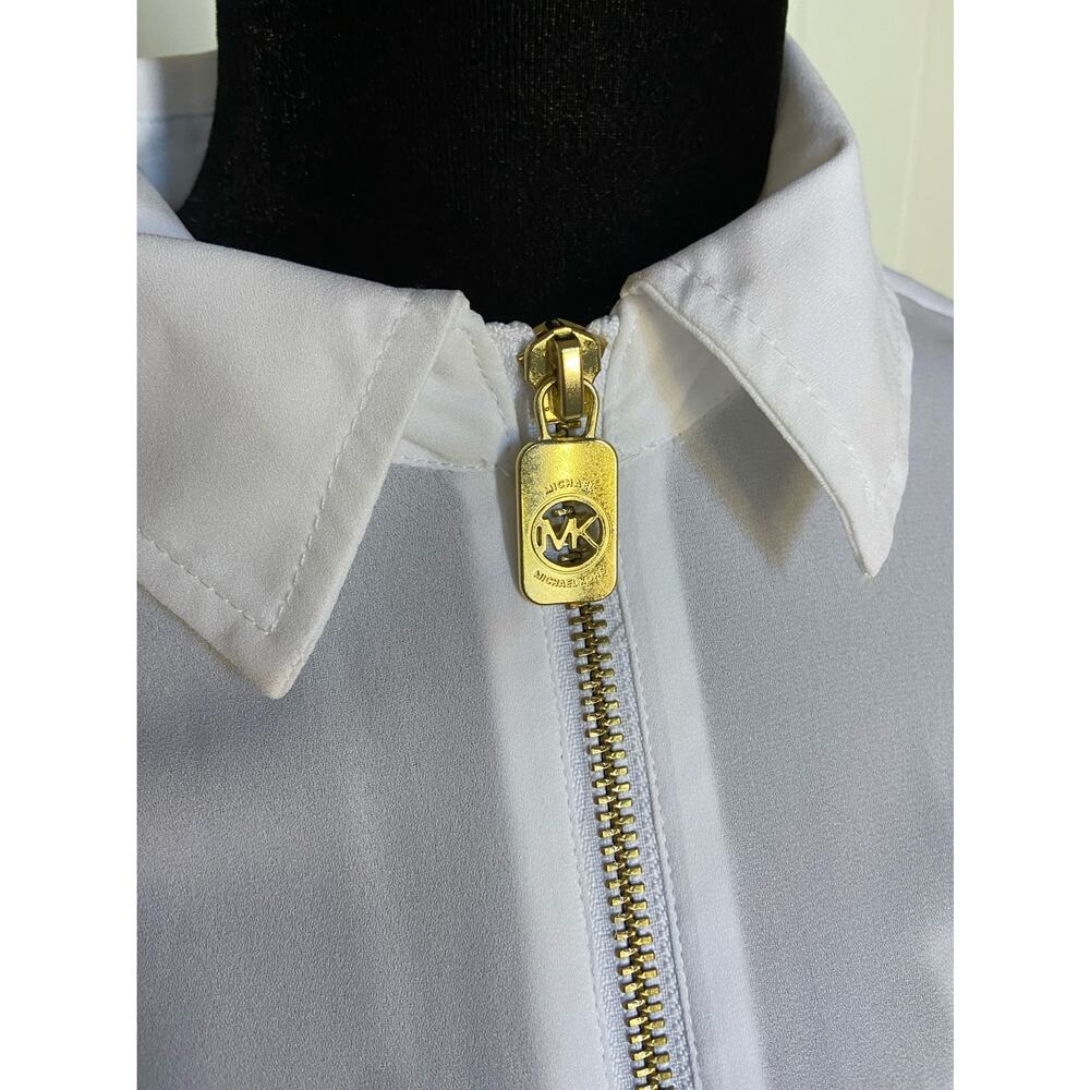 MICHAEL Kors Womens Blouse Size Small White Sheer Quarter Zip NEW - Picture 6 of 11